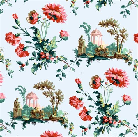 Antique French Chinoiserie Wallpaper Peonies Illustration Etsy