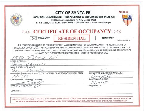 🥰free Certificate Of Occupancy Sample Templates And Example🥰