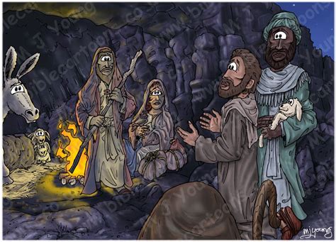Luke 02 Nativity Set02 Scene 07 Shepherds Find Jesus Bible Cartoons