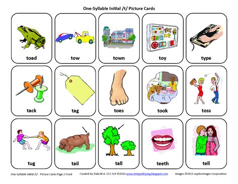 Testy Yet Trying Initial T Free Speech Therapy Articulation Picture Cards