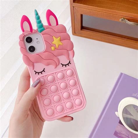 Pop Its Phone Case Rainbow Unicorn Phone Case For Kids Adhd Etsy