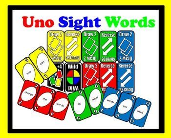 There are four wild draw four cards in the original uno deck. Sight Word UNO (able to change words) | Sight words ...