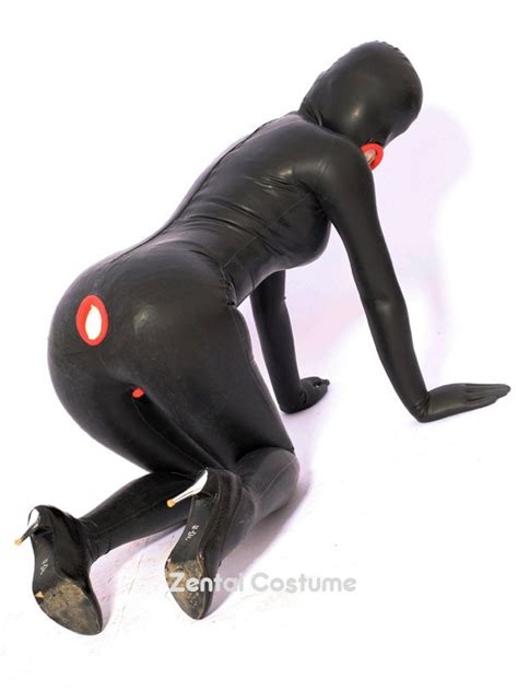 Sexy Latex Catsuits Costume Halloween Costume Black Full Bodysuit Gimp Suit Zentai Suits Tights