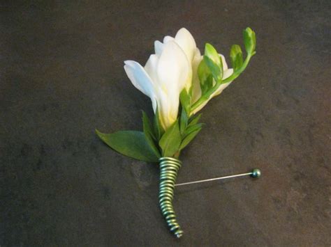 White Freesia Boutonniere Wedding Flowers Freesia Flowers