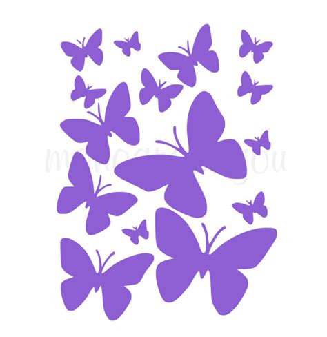 Butterfly Vinyl Wall Decals Set Of 15 Wall Decal Etsy Stencil