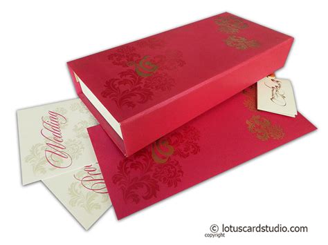 Browse from more than 32,000 box covers that our designers have created. Box Wedding Card in Rose Pink with Golden Floral Design