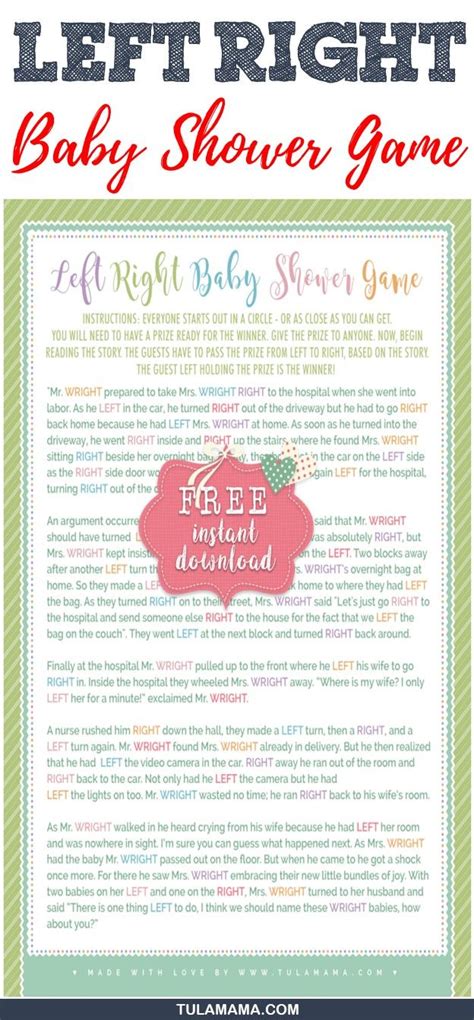 I need you to hold her left leg. The Left Right Baby Shower Game ROCKS! | Free baby shower ...