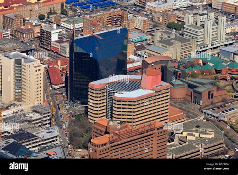 Aerial Of The City Centre Of Johannesburg With The Diamond Building
