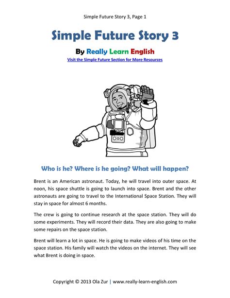 Free Printable Story And Exercises To Practice The English