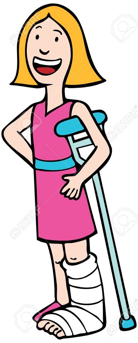 Girl On Crutches Clipart
