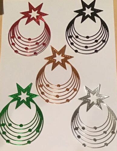 6x Shiny Christmas Star Burst Die Cut Embellishment Scrapbookcard
