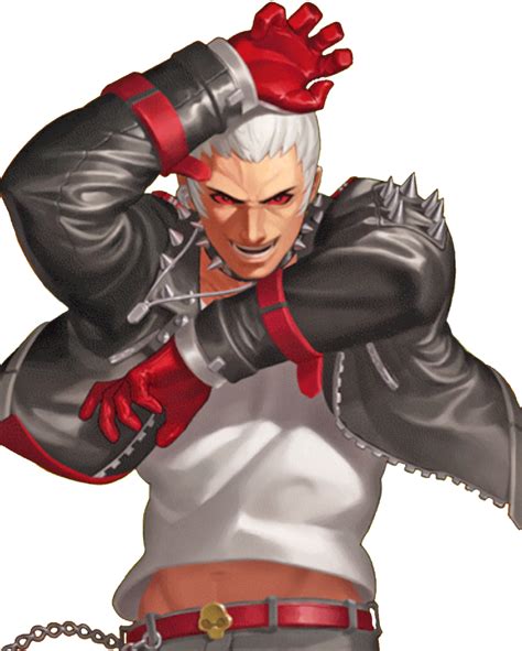 He has white hair, white trousers, and a tattoo across his chest, though this appearance is mainly due to his possession of chris. Yashiro Nanakase (The King of Fighters)