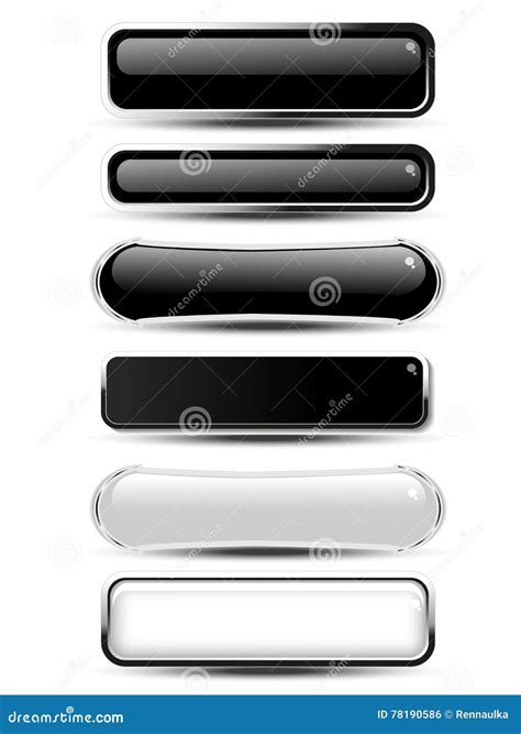 Black White Rectangle And Oval Buttons For Website Or App Blank