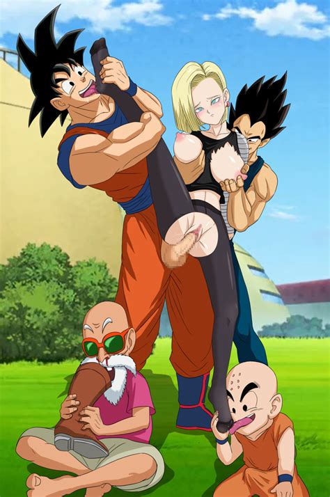 Jfbz Android 18 Kuririn Muten Roushi Son Goku Vegeta Dragon Ball Dragonball Z Absurdres