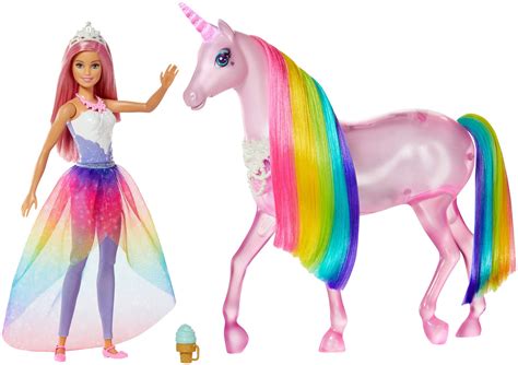 Buy Barbie Dreamtopia Magical Lights Unicorn With Rainbow Mane Lights And Sounds Barbie