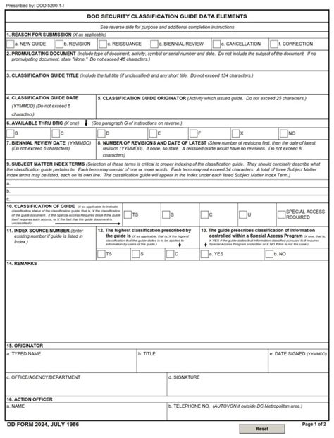 Dd Form 2024 Dod Security Classification Guide Data Elements Dd Forms