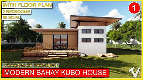 Modern Bahay Kubo Design With Floorplan 2 Bedroom 75x85 Meters Images
