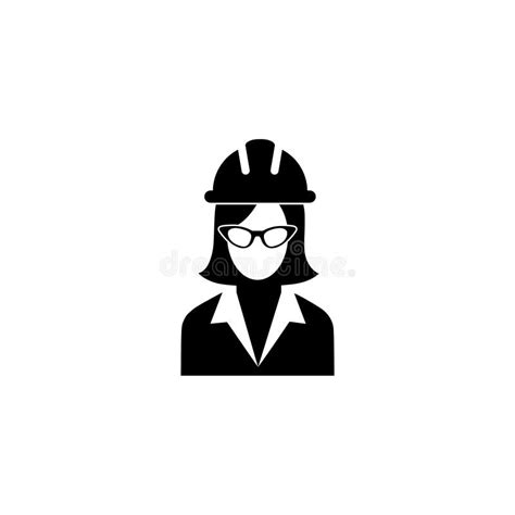 Construction Woman Worker Icon Isolated On White Background Stock