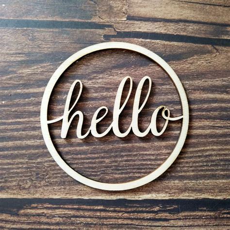 10pcs Wooden Hello Word Sign Unfinished Round Circle Wood Signs Cursive
