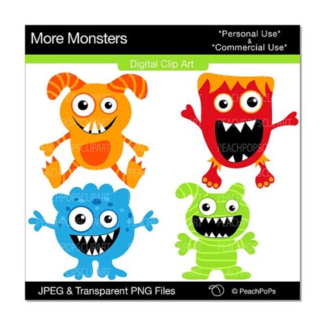 Grr Argh More Monsters Original Digital Clip By Peachpopsclipart Cute