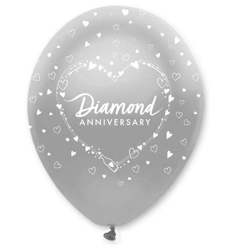 60th Diamond Wedding Anniversary Latex Balloons X 6