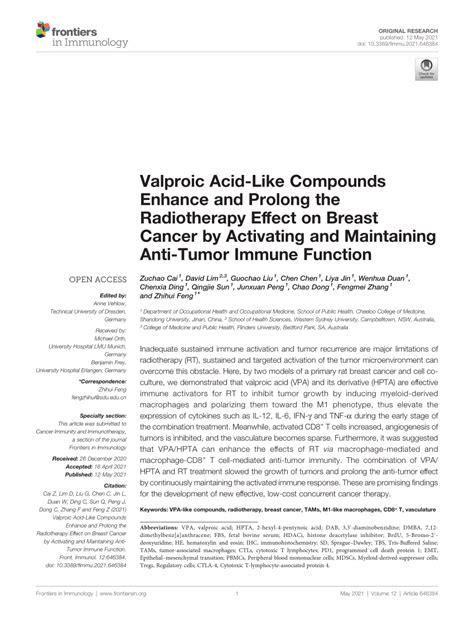 Pdf Valproic Acid Like Compounds Enhance And Prolong The Radiotherapy