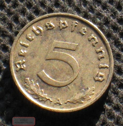 Coin Nazi Germany 5 Reichspfennig 1939 A Berlin W Swastika World War