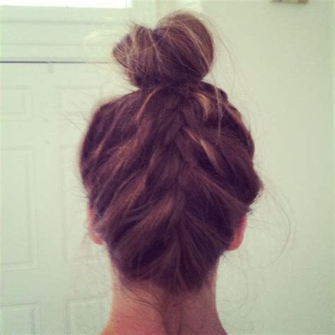 upside down french braided bun one of my latest faves i prefer this laid back messy version