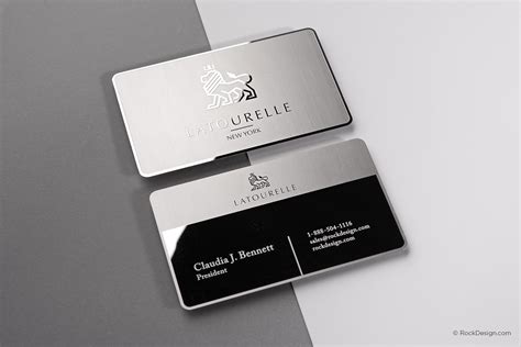 Sophisticated Modern Stainless Steel Business Card With Etching And Mirror Finish Latourelle