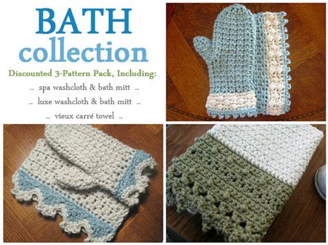 Crocheted Dishcloths And Mitts Are Shown In Three Different Patterns
