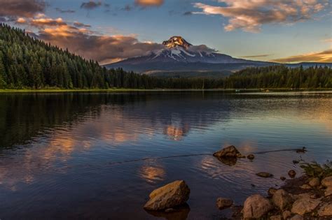 Sunset On Mount Hood From Trillium Lake Oregon Photo By