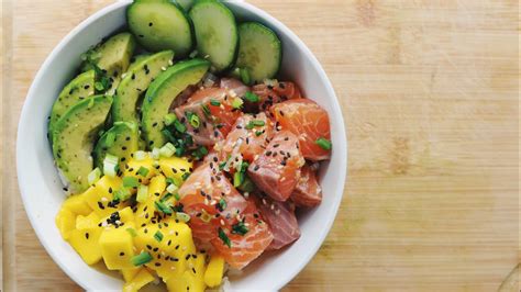Salmon Poke Bowl Quick And Fast Meal Healthy Recipe Youtube