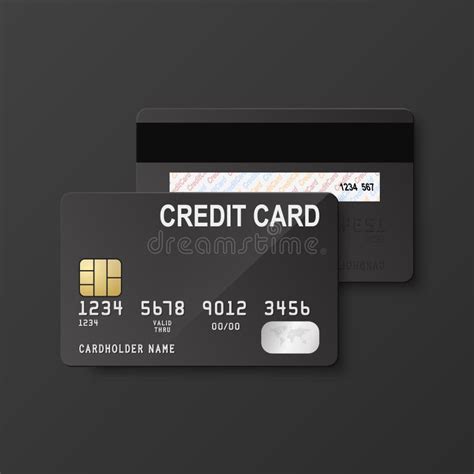 Vector 3d Realistic Black Blank Credit Card Isolated Design Template