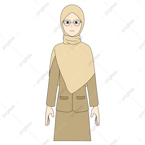 Female Teacher With Glasses Teacher Hijab Cartoon Png Transparent