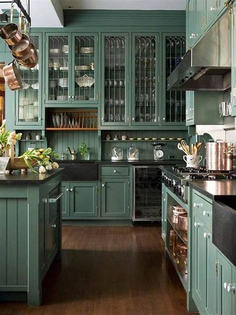 Pin By Settle In On Coastal Decorating Dark Green Kitchen Rustic