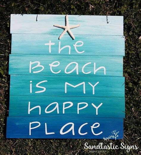 The Beach Is My Happy Place Pallet Sign Etsy Beach Signs Pallet