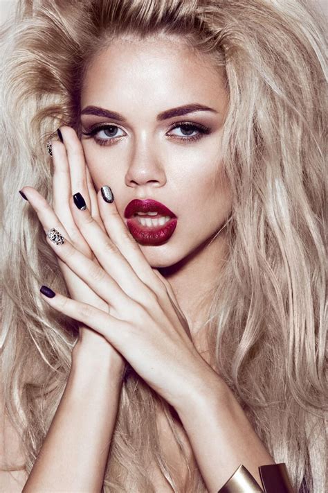 premium photo beautiful sexy blonde girl with sensual lips fashion hair black art nails