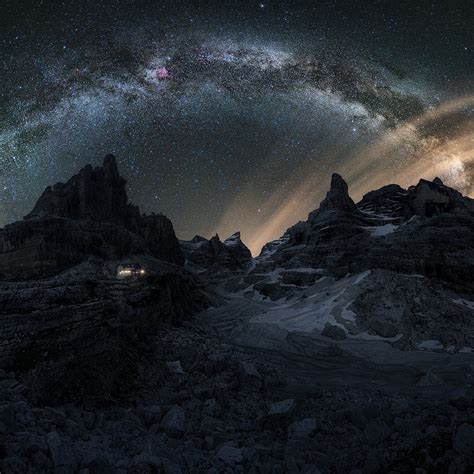 1224x1224 Dolomites Mountains Milky Way 1224x1224 Resolution Wallpaper