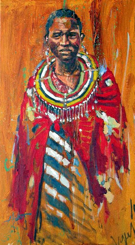 Masai Woman On Wood By Hyatt Moore Painter