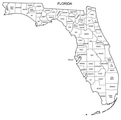 Florida County Map Printable State Map With County Lines Diy