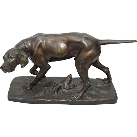Original Antique Bronzed Metal Sculpture of Hunting Dog, France circa ...