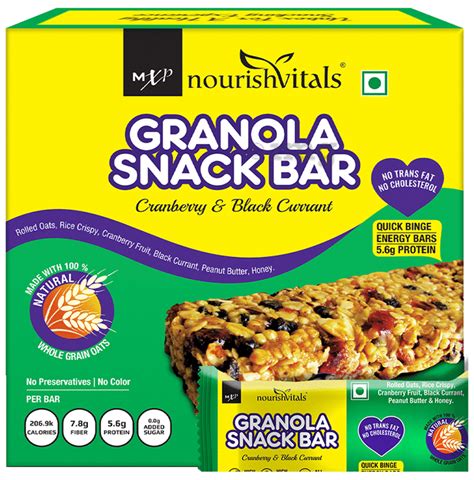 Nourishvitals Granola Snack Bar With Cranberry And Black Currant Buy Packet Of 5 0 Bars At Best