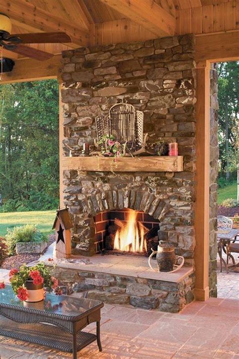 Simple Outdoor Living Spaces Design Ideas With Fireplace 16 Patio Fireplace Diy Rustic
