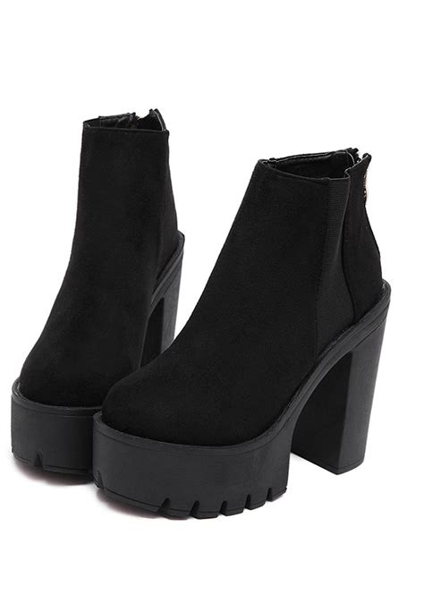 Black Suede Zipper Back Ankle Boots Boots Classy Shoes Ankle Boots