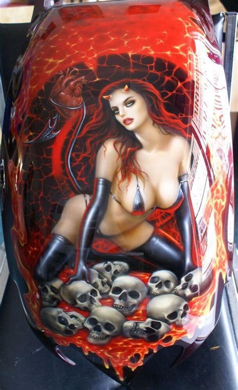 Some are big and rounded; Custom Motorcycle Painting on Your Gas tank" Devil Girl ...