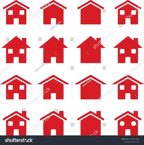 Red Homes Icons Vector Pictograms Real เวกเตอร์สต็อก ปลอดค่าลิขสิทธิ์