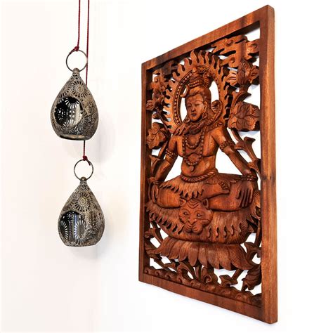 Hand Carved Wooden God Shiva Decorative Sculpture Mandir Hindu Art Easternada