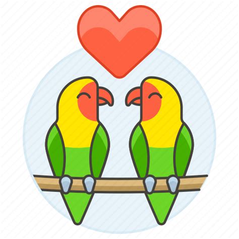 Animal Birds Branch Fauna Heart Love Parrots Icon Download On