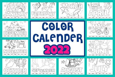 Printable Coloring Calendar 2022 Made With Happy