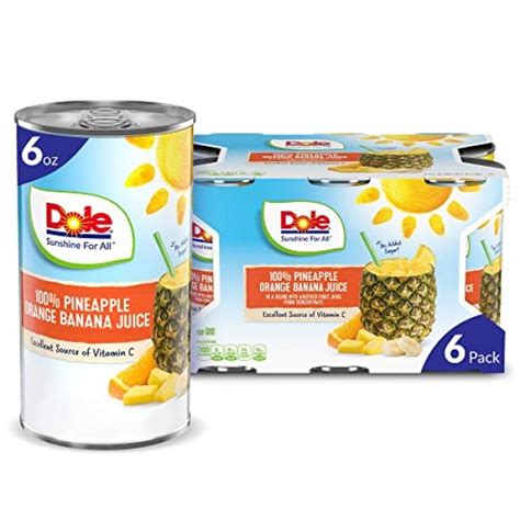 Dole Pineapple Orange And Banana Juice 6 Ounce Can Pack